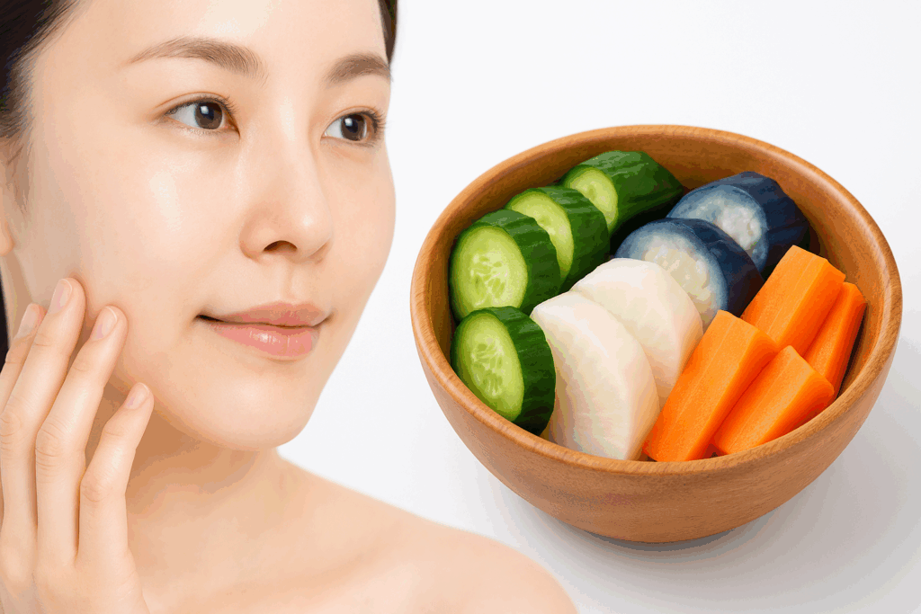 「ぬか漬けで美容をサポートするイメージ